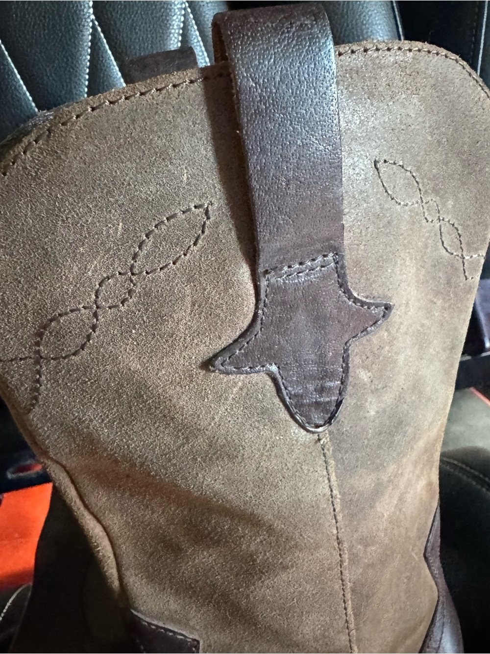 Born Two-Tone Brown Suede & Leather Western Heeled Boots - Picture 4 of 11